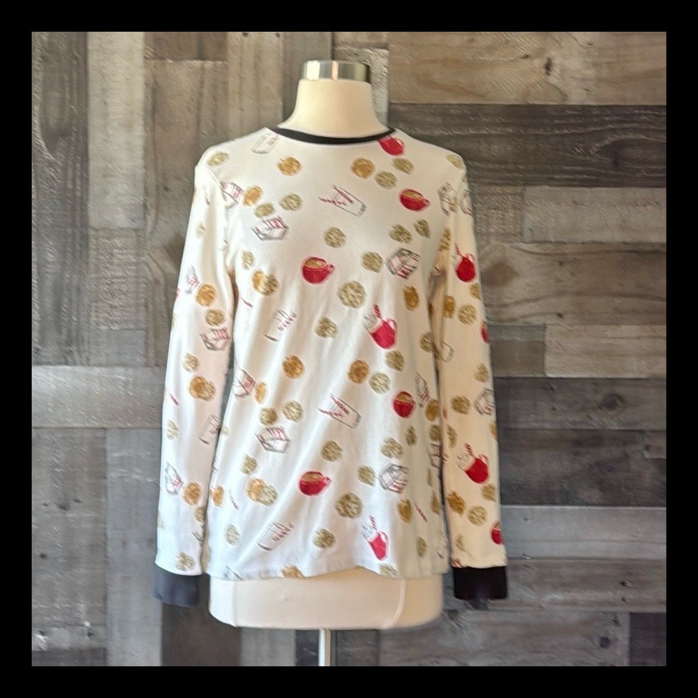 Burt’s Bees Baby milk and cookies long sleeve shirt small loungewear pajamas
